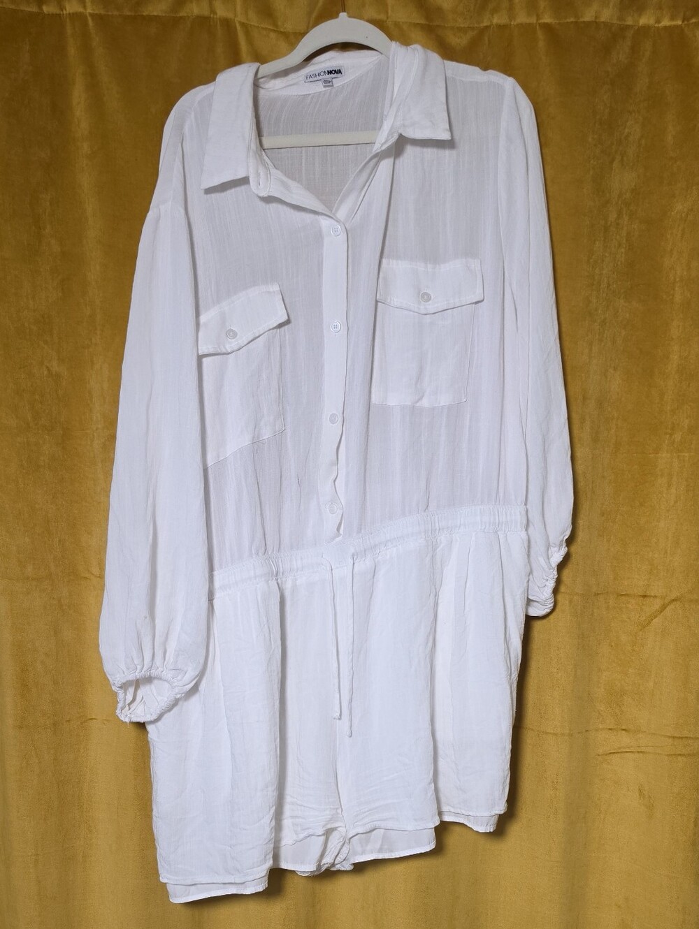 Fashion Nova White Button-Front Romper
